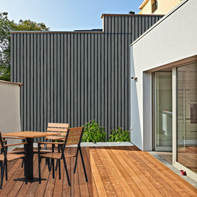 Composite Outdoor Slat Wall Panels - Grey -PACK OF 3