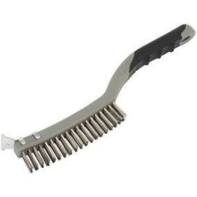 Composite Wire Brush with Stainless Steel Fill - Steel Scraper Blade - Soft Grip