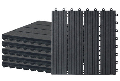 Composite Wood Decking Tiles 12 Pack - Black