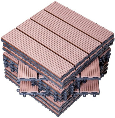 Composite Wood Decking Tiles 12 Pack DIY at B&Q