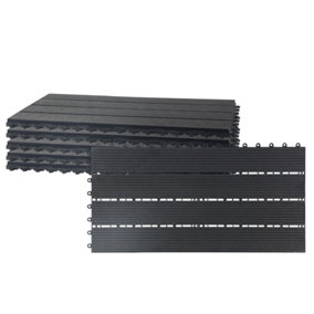 Composite Wood Decking Tiles 6 Pack - Black Rectangle