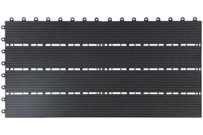 Composite Wood Decking Tiles 6 Pack - Black Rectangle