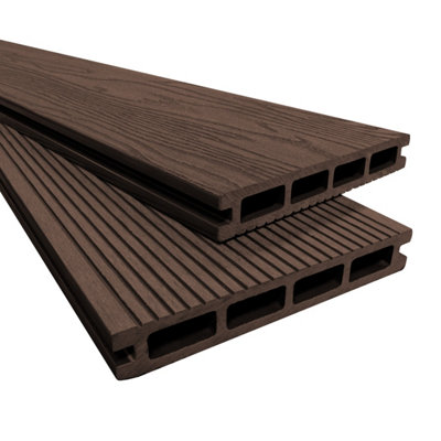 Composite WPC Decking Boards x 5 Embossed Woodgrain Brown
