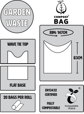 Compost Bag Compostable Garden Waste Sacks - 8 Rolls