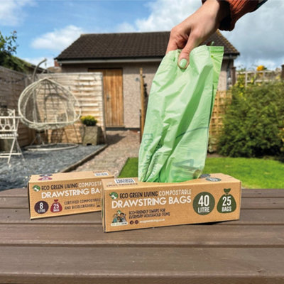 Compostable Drawstring Bin Bags 40 Litre (25 Bags)
