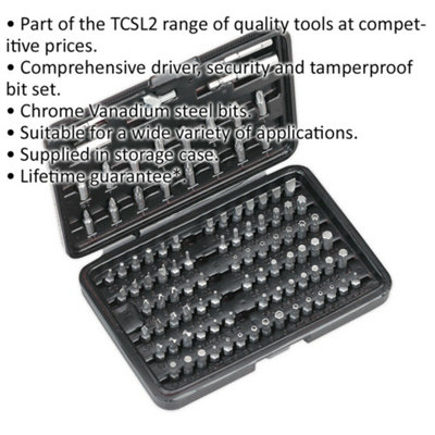 Comprehensive 100 Piece Power Tool Security Bit Set with Chrome Steel Bits and Storage Case