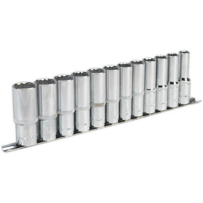 Comprehensive 12 Pack Deep Socket Set with 1/2 Inch Metric Square Drive
