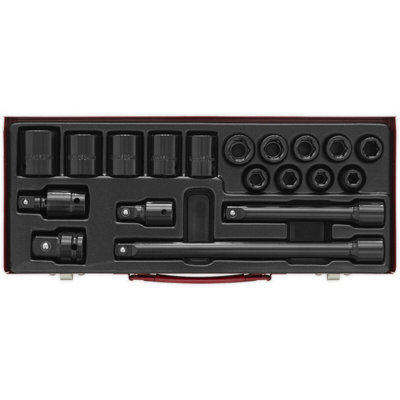 Comprehensive 19 Piece Impact Socket Set with Extensions and Adaptor