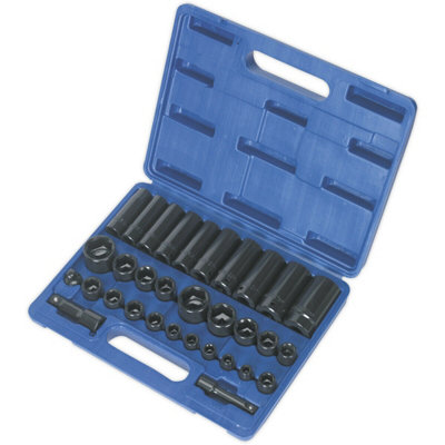 Comprehensive 32 Piece Impact Socket Set with Storage Case - 3/8" & 1/2" Drive Sockets