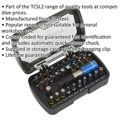 Comprehensive 32 Piece Power Tool Bit Set with Colour-Coding for Easy Identification