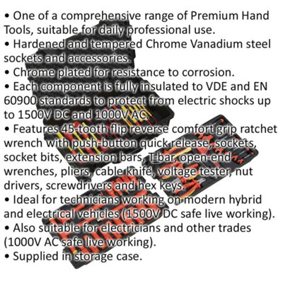 Comprehensive 49pc VDE Insulated 1/2" Socket Tool Kit for Electricians and Technicians