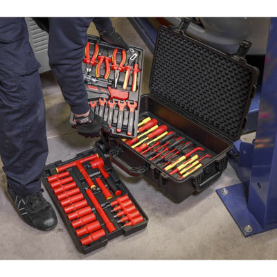 Comprehensive 49pc VDE Insulated 1/2" Socket Tool Kit for Electricians and Technicians
