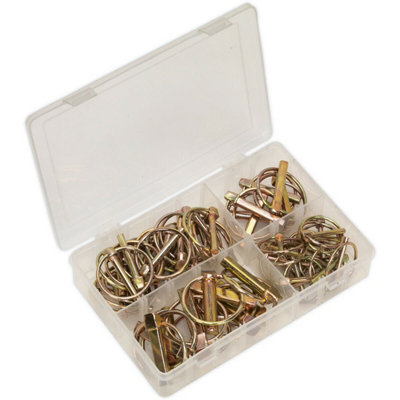 Comprehensive 50 Piece Metric Linch Pin Assortment in Partitioned Storage Box