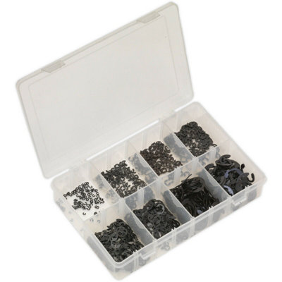 Comprehensive 800 Piece E-Clip Retainer Set with Metric Sizes in Convenient Storage Box