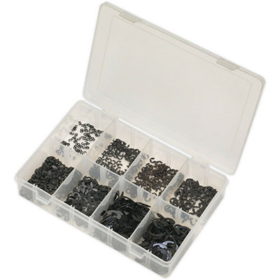 Comprehensive 800 Piece E-Clip Retainer Set with Metric Sizes in Convenient Storage Box