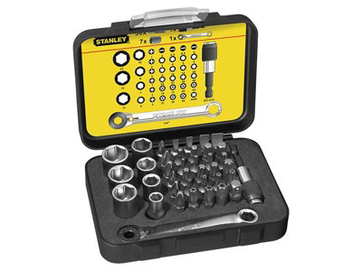 Comprehensive Stanley Tools 39 Piece Bit and Socket Set with 1/4 Inch Ratchet Drive