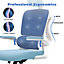 Computer Chair with Adjustable Lumbar Support and Headrest, Swivel Executive Mesh Office Chair for Home Office-Blue