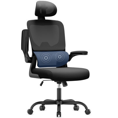 Mesh office chair with deals headrest and lumbar support