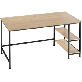 Computer Desk Canton w/ under desk shelves (120x60x75.5cm) - industrial wood light, oak Sonoma