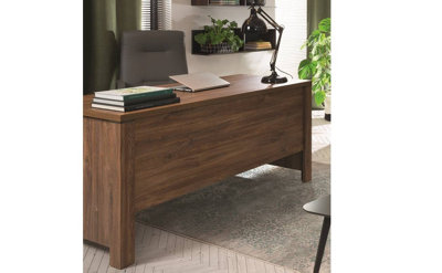 Computer Desk Home Office Study Furniture Modern 160cm Wide Solid Medium Oak Effect Gent