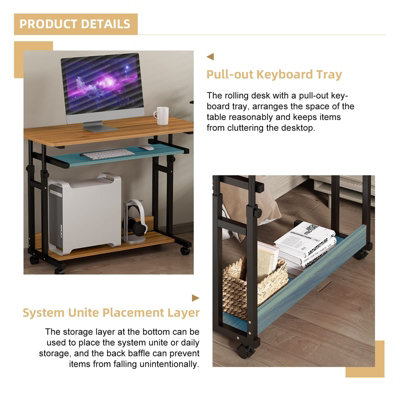 Mobile standing deals desk with storage