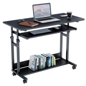 Computer Desk Mobile Portable Office Desk Height Adjustable Study Desk Home Office Black