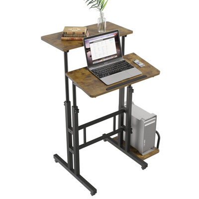 Adjustable computer deals stand on wheels