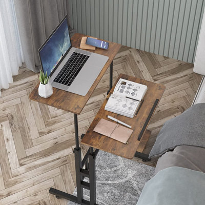 Computer Desk Sit Stand Height Adjustable Rolling Mobile Workstation with Wheels