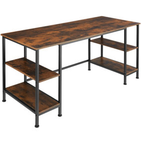 Computer Desk Stoke w/built in shelves (137x55x75cm) - Industrial wood dark, rustic