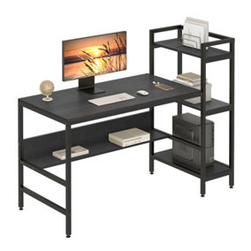 Computer Desk with 4 Tier Storage Shelves - 41.7 Inch (Black Wood)