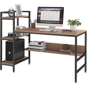 Computer Desk with 4 Tier Storage Shelves 41.7'' Study Table with Bookshelf Modern Wood Desk Home Office Workstation
