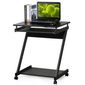 Computer Desk with Monitor Shelf Mobile Z Shaped for Home Office Black
