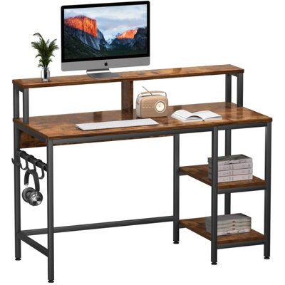 Computer Desk with Storage Shelves Monitor Stand Gaming Desk | DIY at B&Q
