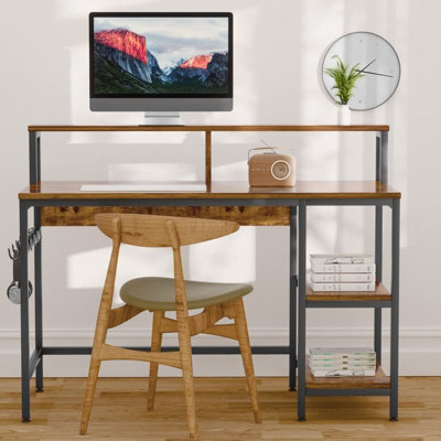 Small desk deals with monitor shelf