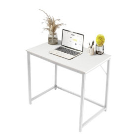 Computer Desk with White Powder Coated Finish Sturdy Home Office Workstation for Small Spaces