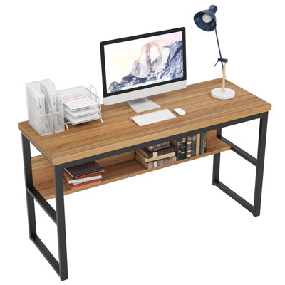 Computer Desk Wooden Metal Study Table Home Office Workstation With ...