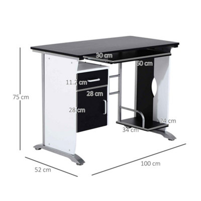 Computer Desk Workstation Table Sliding Keyboard Shelf Wood Drawer