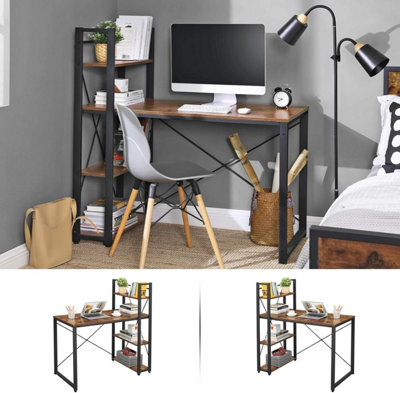 Computer Desk, Writing Desk with Storage Shelves on Left or Right, Wide ...