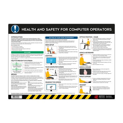 Computer Operators Workplace Poster, A2 Anti Scuff PVC, Health & Safety ...
