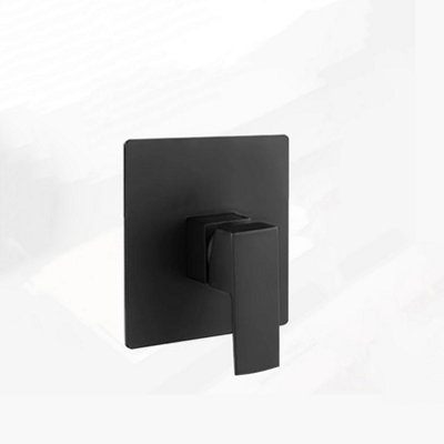 Concealed Rear Wall Black Matt Square Shower Set Mixer Square Head 1 Way - 3