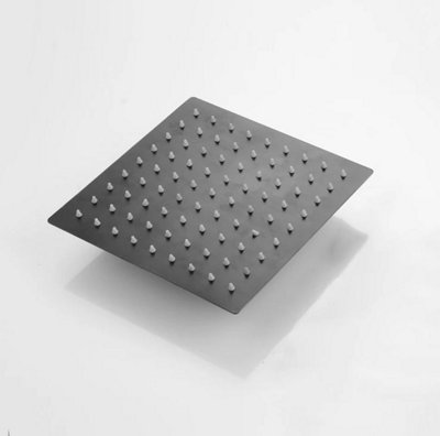 Concealed Rear Wall Black Matt Square Shower Set Mixer Square Head 1 Way - 4