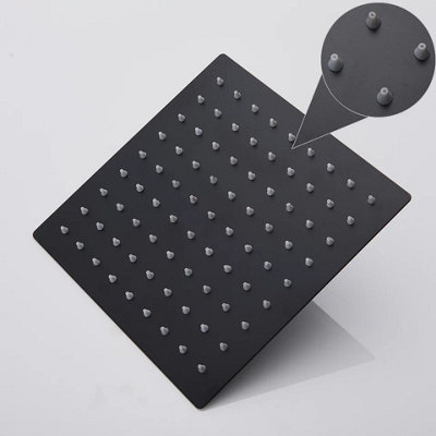 Concealed Rear Wall Black Matt Square Shower Set Mixer Square Head 1 Way - 5