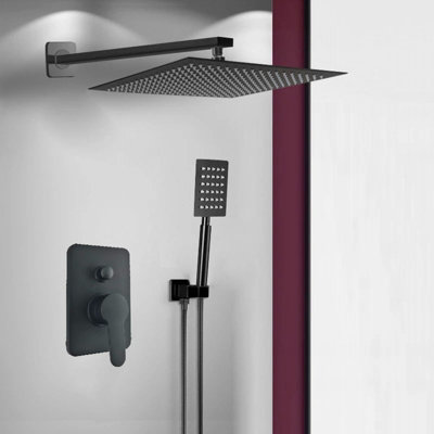 Concealed Rear Wall Black Matt Square Shower Set Mixer Square Head Price Comparisons | Compare The Build