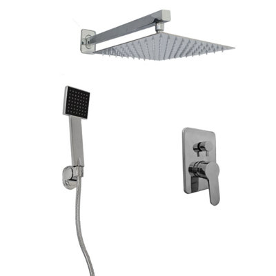 Concealed Rear Wall Round Mixer Head Chrome Valve Round Shower Set - 3