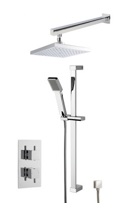 Concealed Square Twin Valve Shower Set - Chrome - Balterley