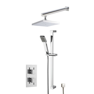 Concealed Square Twin Valve Shower Set - Chrome - Balterley Price Comparisons | Compare The Build