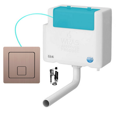 Concealed Toilet Cistern with Dual Flush, Square Brushed Bronze Button & WRAS Internals. Bottom Entry. Price Comparisons | Compare The Build