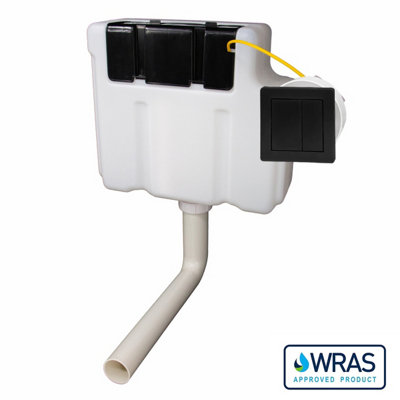 Concealed WC Toilet Cistern with Dual Flush Square Black Push Button ...