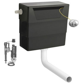 Concealed WC Toilet Cistern with Front & Top Access and Gloss Chrome Push Button - Left/Right Side Entry