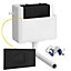 Concealed WC Toilet Cistern with Matt Black Cable Flush Plate - Left Water Entry